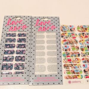 Nail Stickers; Aero & Jamberry Three Sets - Flowers, Glitter, Popstar